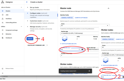 Configure nodes disks